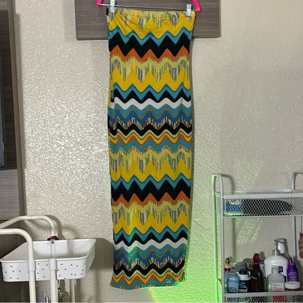 Almost Famous Yellow and Blue Maxi Pencil Dress Resort Wear